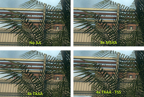 Brak AA; 8xMSAA; TXAA Brak AA; 8xMSAA; TXAA
