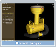 A just-in-time training (JITT) application provides a tutorial on cleaning and replacing filter elements.