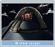 Zoic’s attention to detail, like matching CG spaceships in the background to the reflections on this pilot’s cockpit, creates a believable Battlestar Galactica shot.